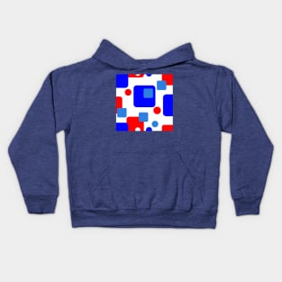 Retro Abstract Dream Space Blue Red on White Kids Hoodie